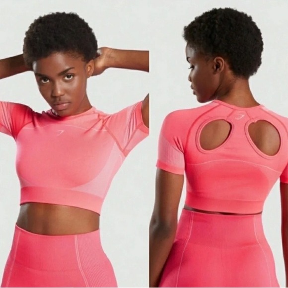 Gymshark Tops - Gymshark Ultra Seamless Crop Top Back Cutouts Hot Pink Small